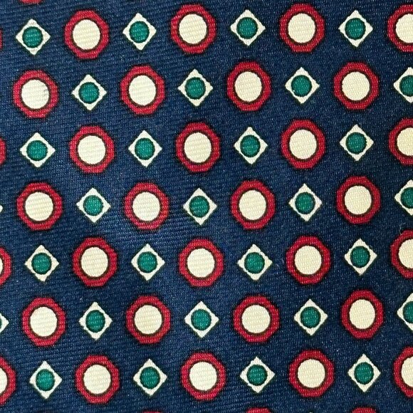 Brooks Brothers Silk Necktie Navy Blue Red Geometric Pattern Business Career - Picture 2 of 3